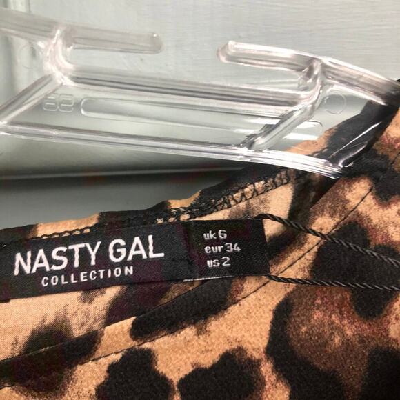 Nasty Gal Womens Leopard Cheetah Dress NEW Size 2 Puff Sleeve Party Animal Print - Picture 3 of 5